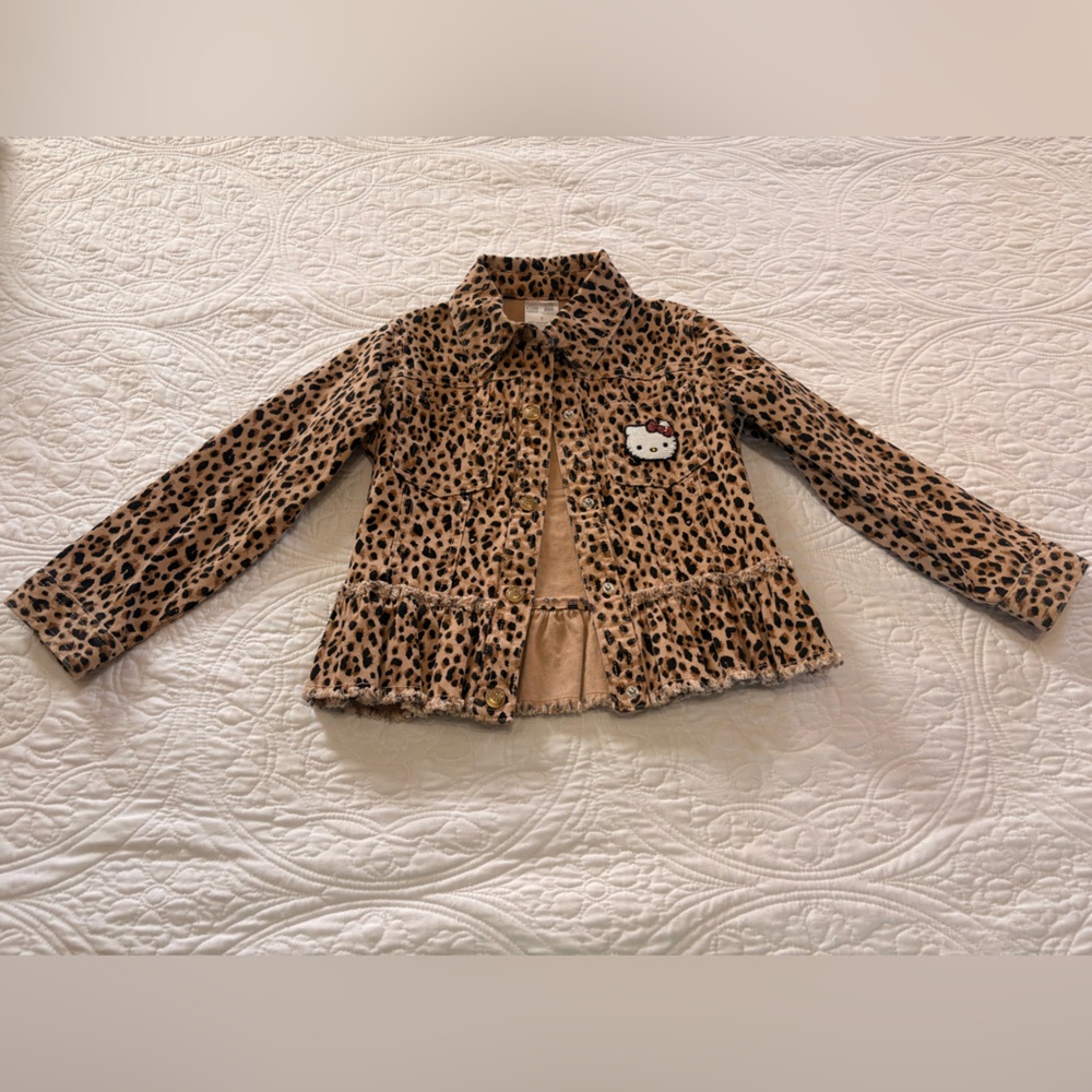 Hello Kitty Leopard Print Jean Jacket